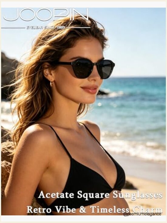 Polarized Square Acetate Sunglasses UV Protection Retro Keyhole Shades Unisex main image 6